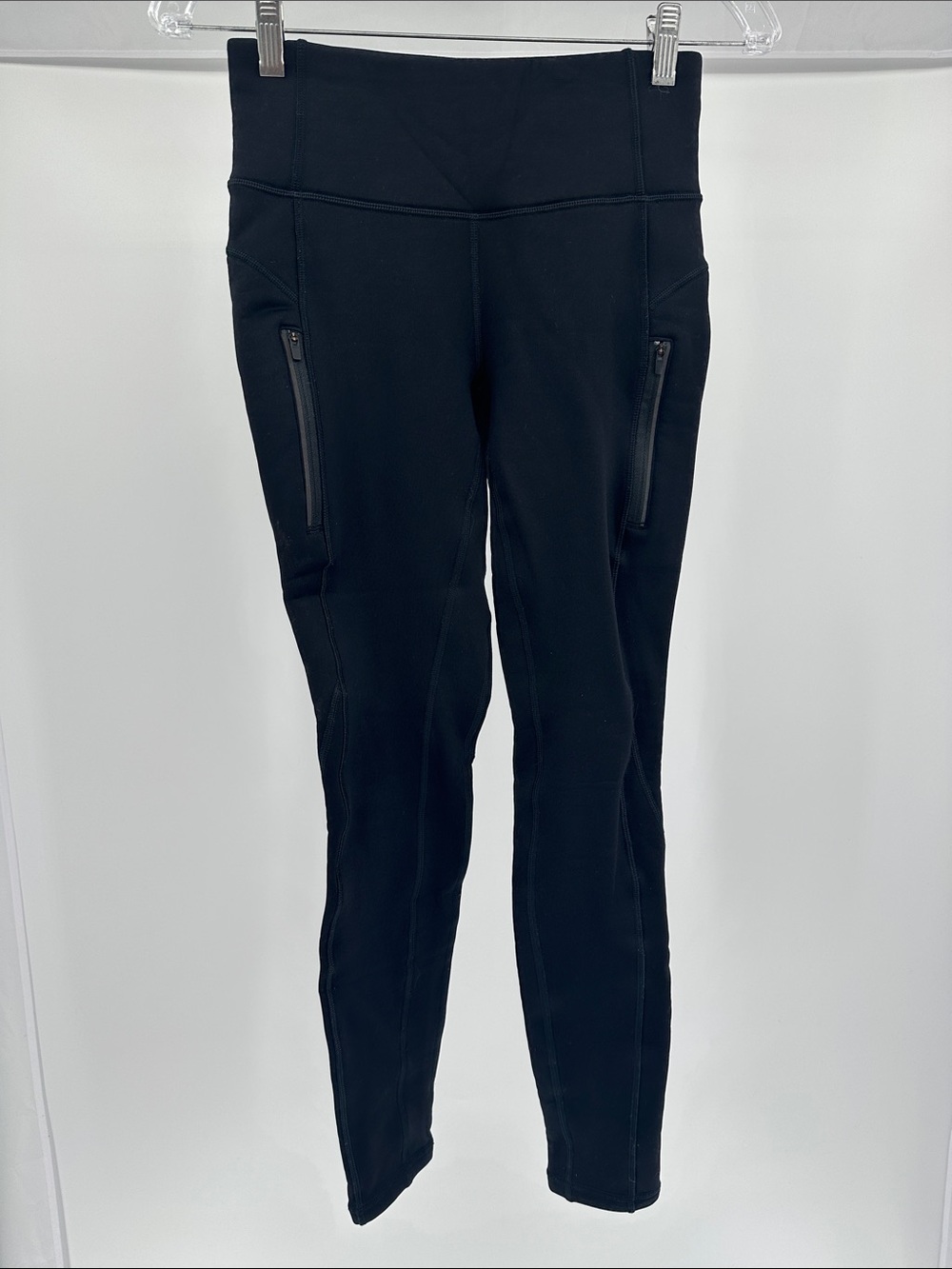 Athleta Black High-Rise Zip Pocket, Fleece Lined Leggings